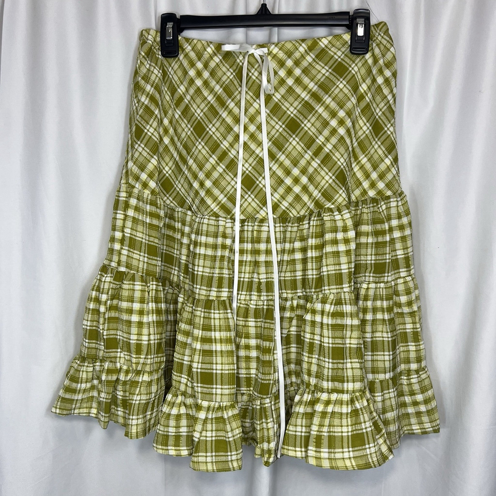 Free People Women’s Traymore Plaid Set S Green Crop Top Ruffle Skirt Festival - Picture 3 of 13